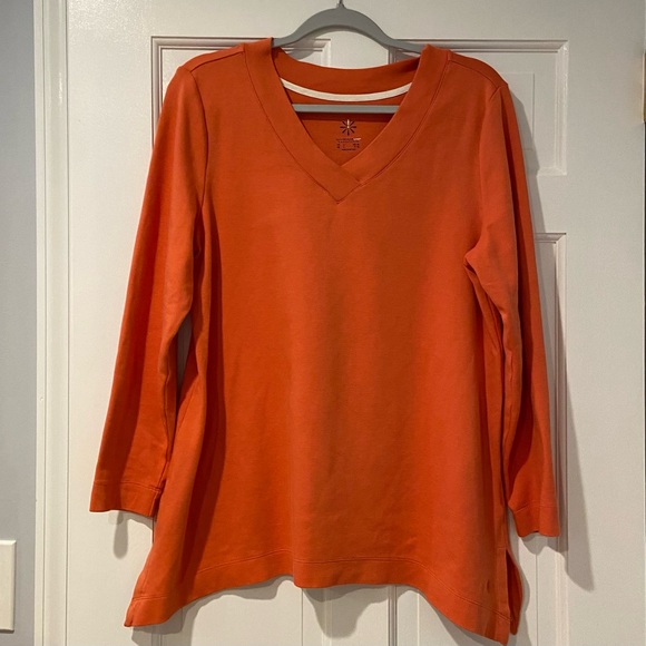 Isaac Mizrahi Live Essentials Orange Tangerine Long Sleeve Cotton - Large - Picture 2 of 10